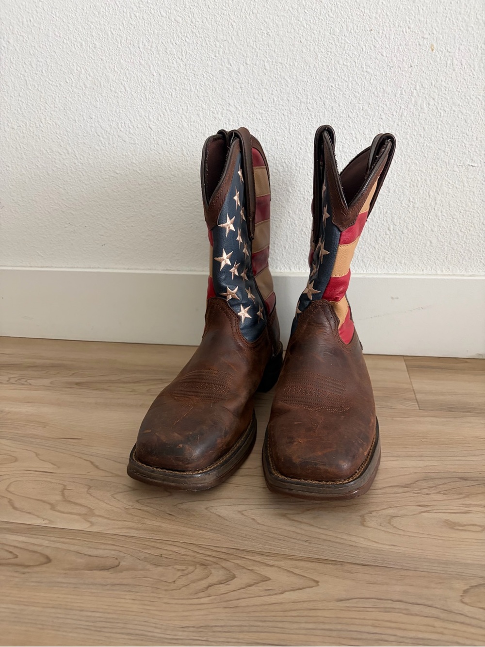 Durango Rebel American Flag Western Work Boots Men’s 10EE Brown Leather DB5554 - Picture 3 of 14